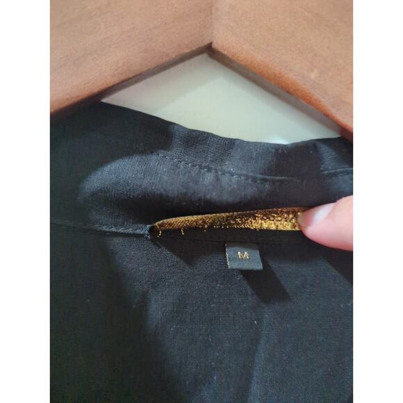 Kobi Halperin Black Linen Blend Tiered Midi Shirt Dress - Picture 4 of 6